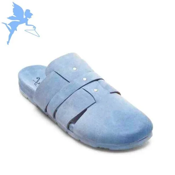 FREE PEOPLE Sunday Season Footbed Blue Suede Mule - Picture 2 of 9